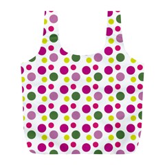 Polka Dot Purple Green Yellow Full Print Recycle Bags (l)  by Mariart