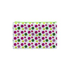 Polka Dot Purple Green Yellow Cosmetic Bag (xs)