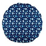 Polka Dot Blue Large 18  Premium Flano Round Cushions Front