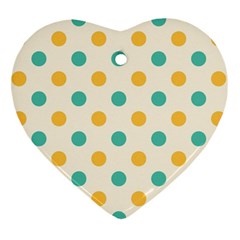 Polka Dot Yellow Green Blue Ornament (heart) by Mariart