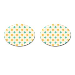 Polka Dot Yellow Green Blue Cufflinks (oval) by Mariart