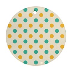 Polka Dot Yellow Green Blue Round Ornament (two Sides) by Mariart