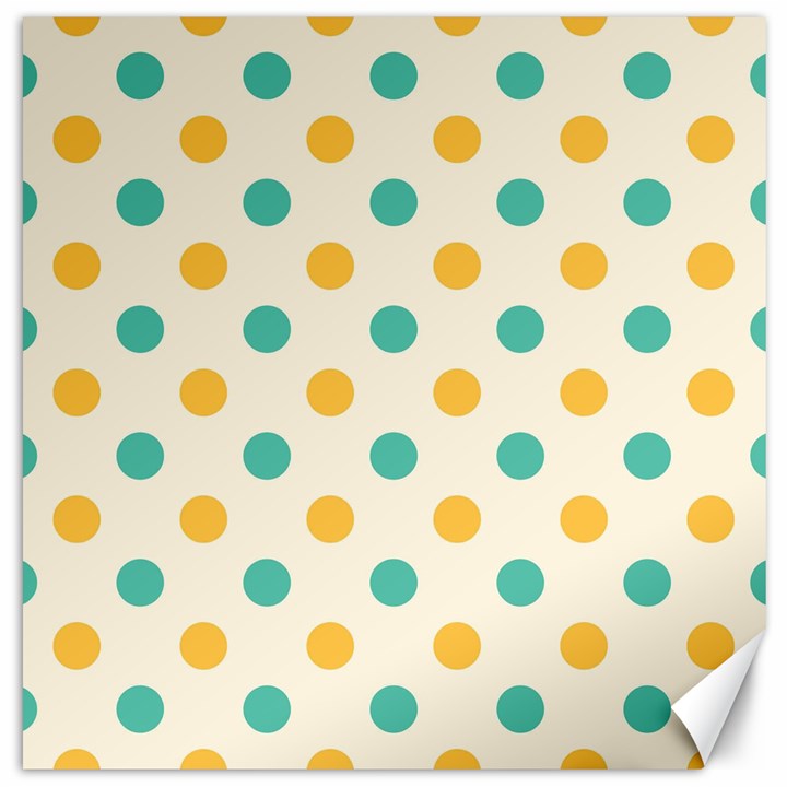 Polka Dot Yellow Green Blue Canvas 12  x 12  