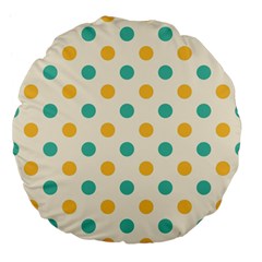 Polka Dot Yellow Green Blue Large 18  Premium Flano Round Cushions by Mariart