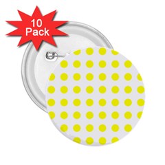 Polka Dot Yellow White 2 25  Buttons (10 Pack) 