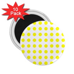 Polka Dot Yellow White 2 25  Magnets (10 Pack) 