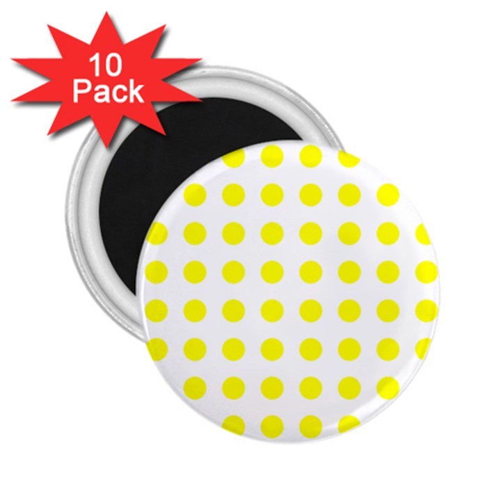 Polka Dot Yellow White 2.25  Magnets (10 pack) 