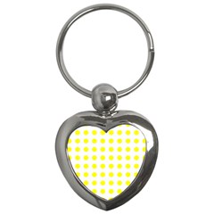 Polka Dot Yellow White Key Chains (heart) 