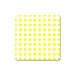 Polka Dot Yellow White Square Magnet by Mariart