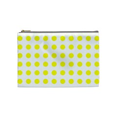 Polka Dot Yellow White Cosmetic Bag (medium) 