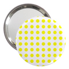 Polka Dot Yellow White 3  Handbag Mirrors