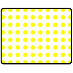 Polka Dot Yellow White Double Sided Fleece Blanket (medium)  by Mariart