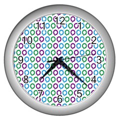 Polka Dot Like Circle Purple Blue Green Wall Clocks (silver) 