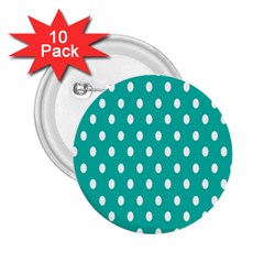 Polka Dots White Blue 2 25  Buttons (10 Pack) 