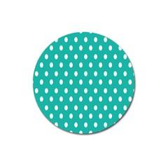 Polka Dots White Blue Magnet 3  (round) by Mariart