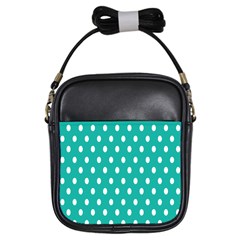 Polka Dots White Blue Girls Sling Bags by Mariart