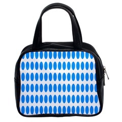 Polka Dots Blue White Classic Handbags (2 Sides)