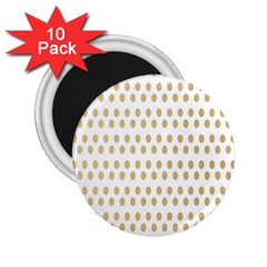 Polka Dots Gold Grey 2 25  Magnets (10 Pack) 