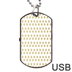 Polka Dots Gold Grey Dog Tag Usb Flash (one Side) by Mariart