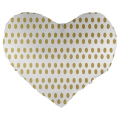 Polka Dots Gold Grey Large 19  Premium Flano Heart Shape Cushions by Mariart