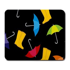 Rain Shoe Boots Blue Yellow Pink Orange Black Umbrella Large Mousepads by Mariart