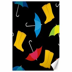 Rain Shoe Boots Blue Yellow Pink Orange Black Umbrella Canvas 20  X 30  