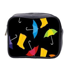 Rain Shoe Boots Blue Yellow Pink Orange Black Umbrella Mini Toiletries Bag 2-side