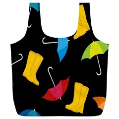 Rain Shoe Boots Blue Yellow Pink Orange Black Umbrella Full Print Recycle Bags (l)  by Mariart