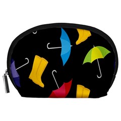 Rain Shoe Boots Blue Yellow Pink Orange Black Umbrella Accessory Pouches (large)  by Mariart