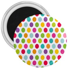 Polka Dot Yellow Green Blue Pink Purple Red Rainbow Color 3  Magnets by Mariart