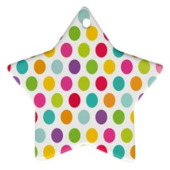 Polka Dot Yellow Green Blue Pink Purple Red Rainbow Color Ornament (star) by Mariart