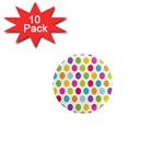 Polka Dot Yellow Green Blue Pink Purple Red Rainbow Color 1  Mini Magnet (10 pack)  Front