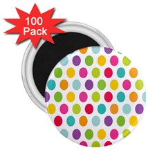 Polka Dot Yellow Green Blue Pink Purple Red Rainbow Color 2 25  Magnets (100 Pack)  by Mariart