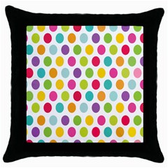 Polka Dot Yellow Green Blue Pink Purple Red Rainbow Color Throw Pillow Case (black)