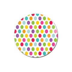 Polka Dot Yellow Green Blue Pink Purple Red Rainbow Color Magnet 3  (round) by Mariart