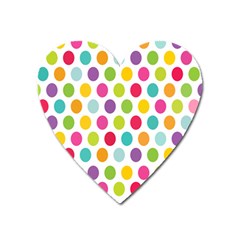 Polka Dot Yellow Green Blue Pink Purple Red Rainbow Color Heart Magnet by Mariart