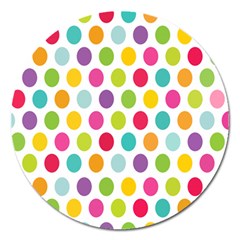 Polka Dot Yellow Green Blue Pink Purple Red Rainbow Color Magnet 5  (round) by Mariart