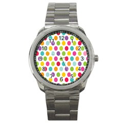 Polka Dot Yellow Green Blue Pink Purple Red Rainbow Color Sport Metal Watch by Mariart