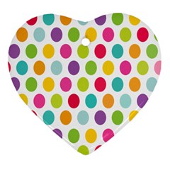 Polka Dot Yellow Green Blue Pink Purple Red Rainbow Color Heart Ornament (two Sides) by Mariart