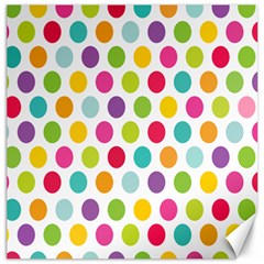 Polka Dot Yellow Green Blue Pink Purple Red Rainbow Color Canvas 16  X 16   by Mariart