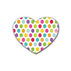 Polka Dot Yellow Green Blue Pink Purple Red Rainbow Color Rubber Coaster (heart)  by Mariart