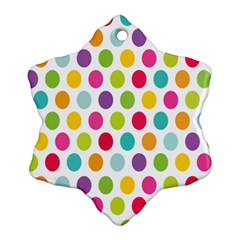 Polka Dot Yellow Green Blue Pink Purple Red Rainbow Color Ornament (snowflake) by Mariart