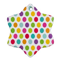 Polka Dot Yellow Green Blue Pink Purple Red Rainbow Color Snowflake Ornament (two Sides) by Mariart