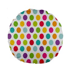 Polka Dot Yellow Green Blue Pink Purple Red Rainbow Color Standard 15  Premium Round Cushions by Mariart