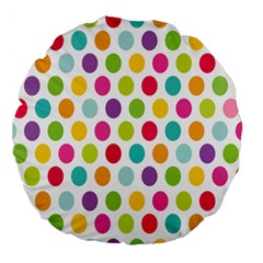 Polka Dot Yellow Green Blue Pink Purple Red Rainbow Color Large 18  Premium Flano Round Cushions by Mariart