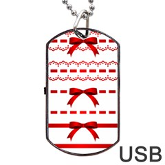 Ribbon Red Line Dog Tag Usb Flash (one Side) by Mariart