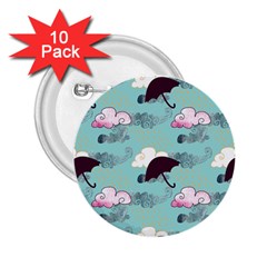 Rain Clouds Umbrella Blue Sky Pink 2 25  Buttons (10 Pack) 