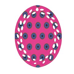 Polka Dot Circle Pink Purple Green Ornament (oval Filigree)