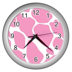 Baby Pink Girl Pattern Colorful Background Wall Clocks (silver) 