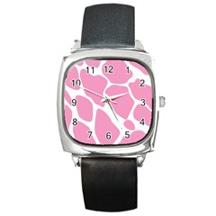 Baby Pink Girl Pattern Colorful Background Square Metal Watch by Simbadda